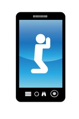 Homme entrain de prier à genoux dans un téléphone mobile