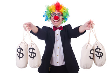 Businessman clown isolated on white