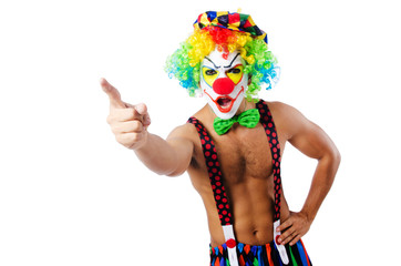Funny clown isolated on white