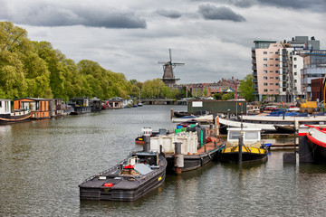Amsterdam Cityscape from Nieuwevaart Canal