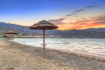 Sunset on the beach of Mirabello Bay, Greece