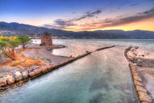 Sunset at Mirabello Bay on Crete, Greece