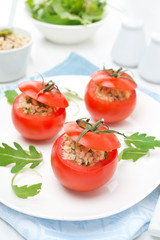 tomatoes stuffed with tuna salad and bulgur