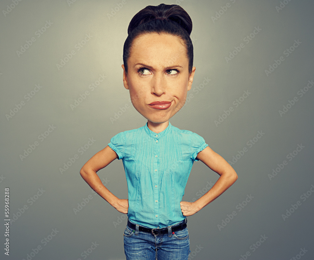 Sticker dissatisfied cartoon girl