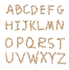 Abstract Coffee bubble alphabet by hand writing, vector