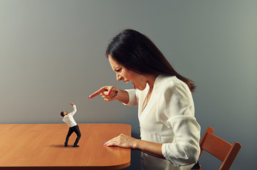 boss screaming at frightened businessman