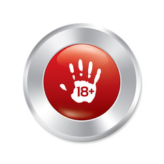 Obraz premium Adults only hand button. Age limit. Isolated.