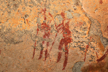 Bushmen rock painting depicting human figures