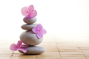 Zen stones and flowers