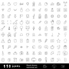 Hand drawn universal set of icons