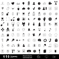 Hand drawn universal set of icons