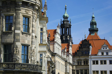 Naklejka premium Beautiful view of baroque buildings in the center of Dresden