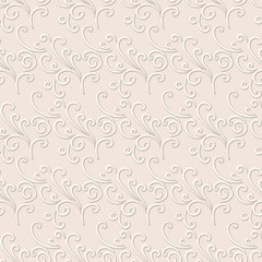 Abstract swirls, floral seamless pattern