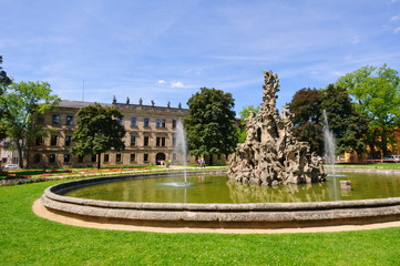 Fototapeta na wymiar Schloss garten in Summer in Erlangen, Germany