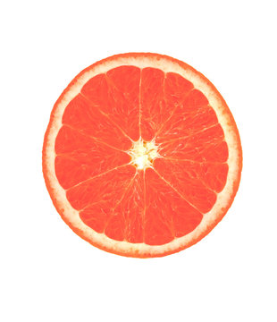 Slice of ripe grapefruit isolated on white