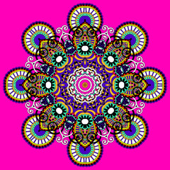 Circle lace ornament, round ornamental geometric doily pattern