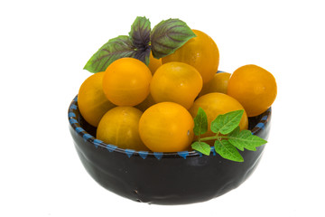Yellow bright cherry tomato