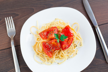 Spaghetti on a plate