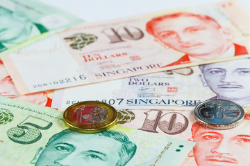 Singapore Dollars Note and Coins