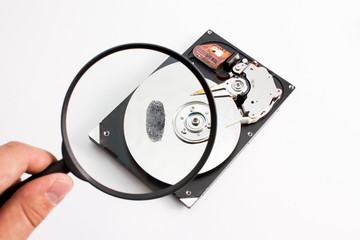 Hard Disk Drive with magnifier and fingerprint