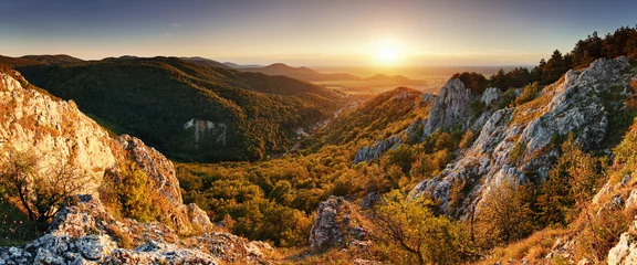 Poster Natuur berg zonsondergang - panoramisch © TTstudio