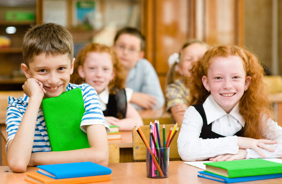 Portrait of happy school children