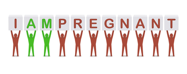Men holding the phrase i am pregnant. Concept 3D illustration.