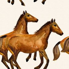 Seamless texture watercolor a horse