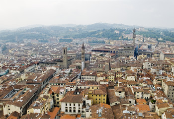 Fototapeta na wymiar Florence panoramic view and The Palazzo Vecchio. Florence