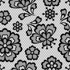 Old lace seamless pattern, ornamental flowers. Vector texture.