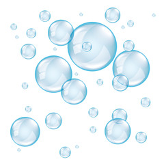 Transparent soap bubbles photo realistic vector