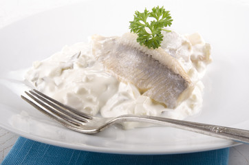sour herring in a yoghurt sauce