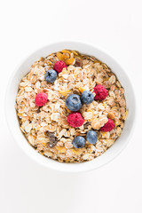 Bowl of muesli with fresh berries