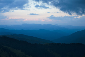 Sunset after the rain in the Carpathians