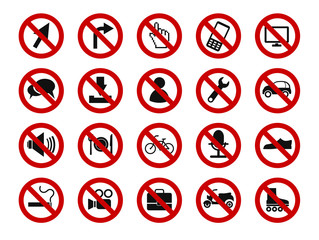 forbidden sign icon set