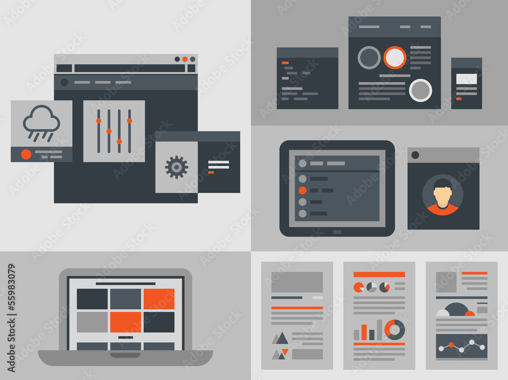 Poster flat user interface design elements