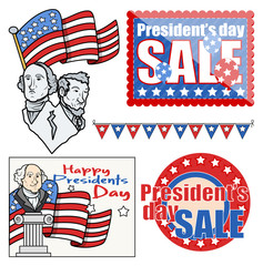 USA Nation - Patriotic Theme - Holiday Presidents Day Vector Set