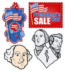 USA Nation - Patriotic - Holiday Presidents Day Vector Set