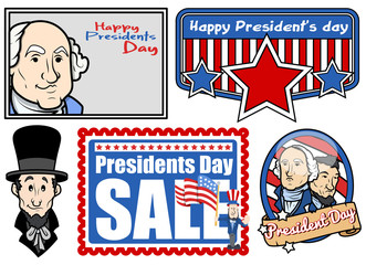 Presidents Day USA National Theme Vector Set