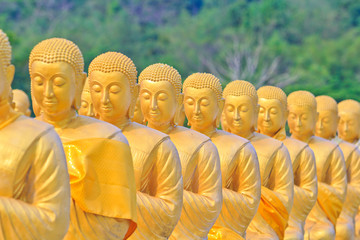 Golden Buddha in a row, Thailand