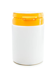 Medical pill bottle with  copy space isolated on a white backgro