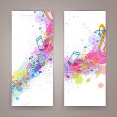 Vector Illustration of Abstract Banners with Music notes