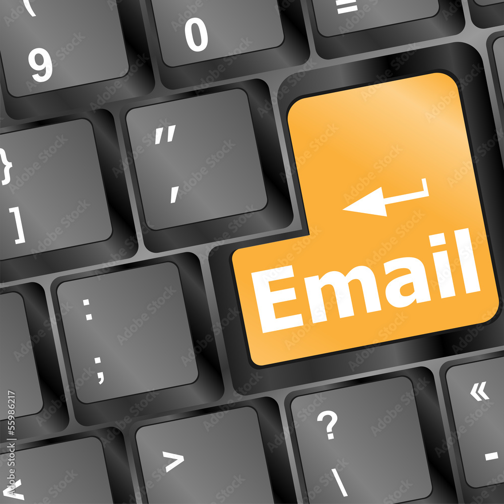 Poster computer keyboard with email key - business concept
