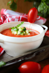 refreshing summer gazpacho in a tureen