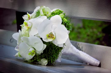 Aluminium Prints Orchid Wedding bouquet of white orchids