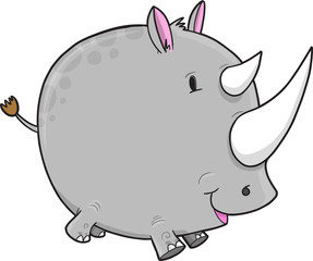 Safari Rhino Vector Illustration Art