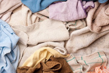 Pile of assorted dish rags