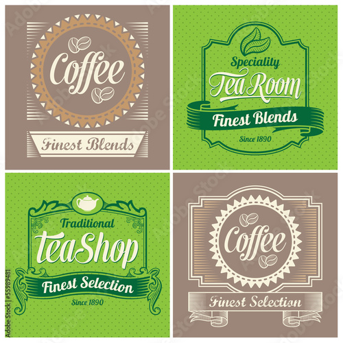 "Set of coffee and tea labels" Stock image and royalty-free vector ...