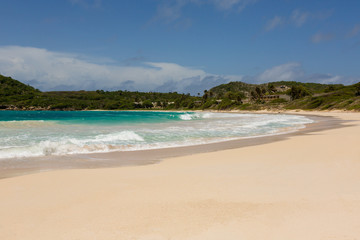 Fototapeta na wymiar Golden Sandy Beach at Half Moon Bay Antigua