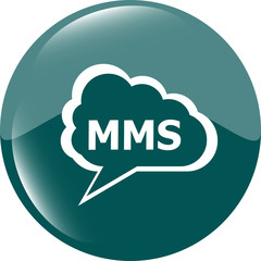 mms blue circle glossy web icon on white background